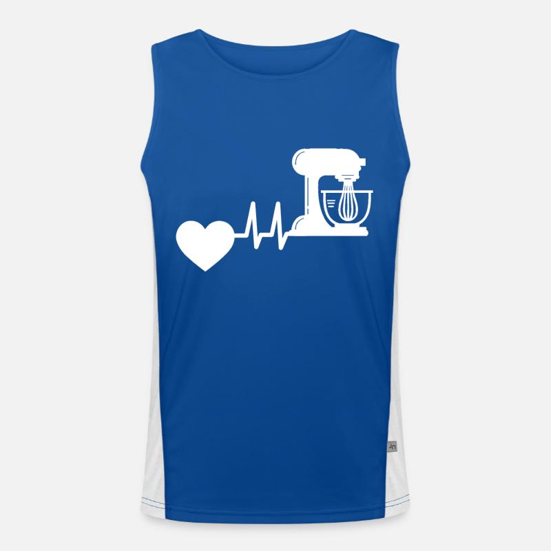 Baker Baking Heartbeat Bakery Hobby Confectioner Men's Functional Contrast Tank Top 