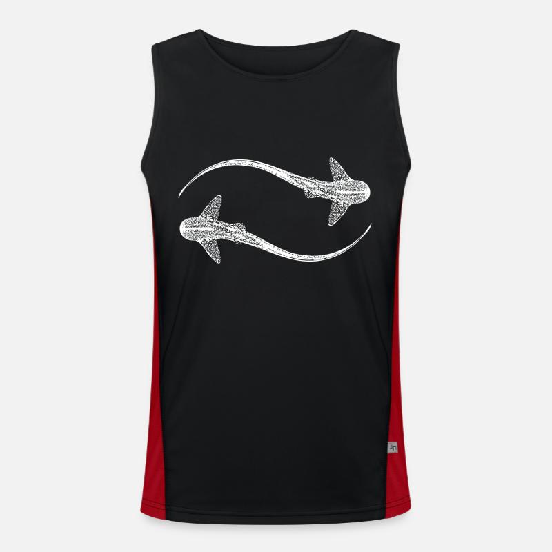 Elegant leopard sharks - Triakis semifasciata - Men's Functional Contrast Tank Top  - black/red