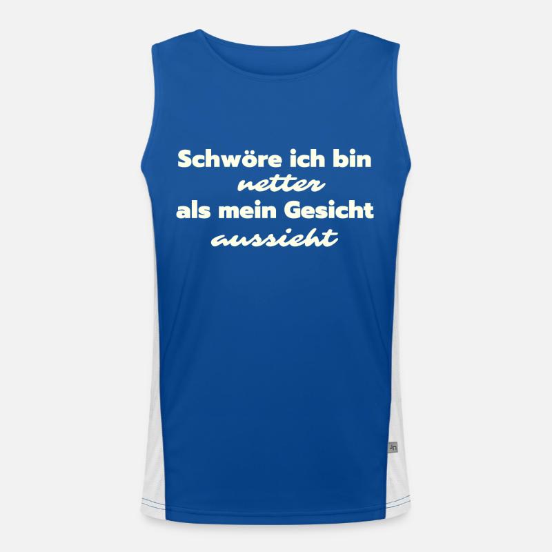 Schwöre ich bin netter als mein Gesicht aussieht Funktionelles Kontrast-Tank Top für Männer 