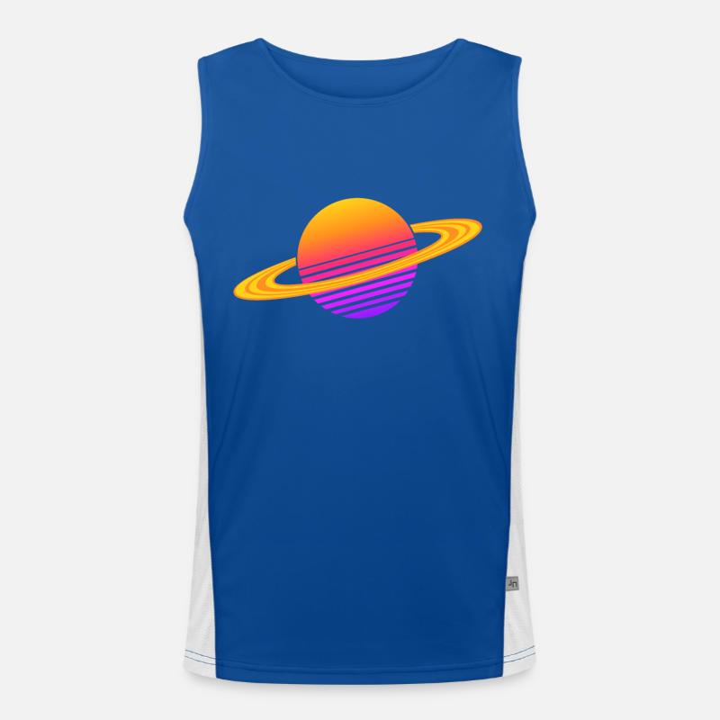 Synthwave Saturn Men's Functional Contrast Tank Top 