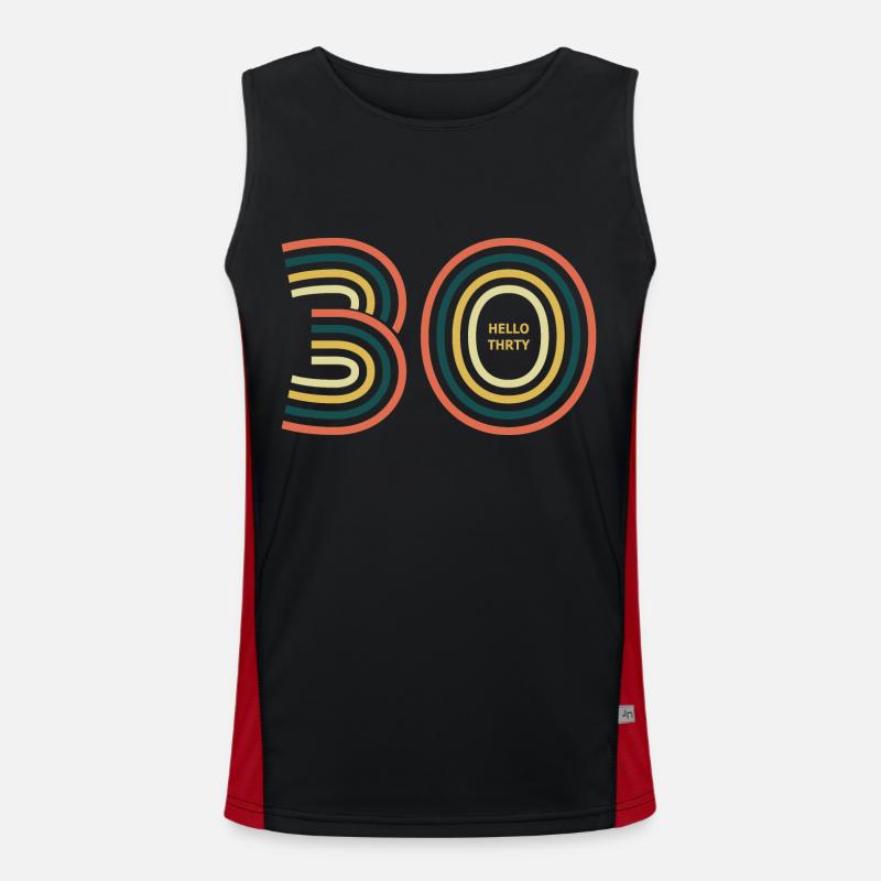 Hallo 30. 30. Geburtstag Funktionelles Kontrast-Tank Top für Männer 