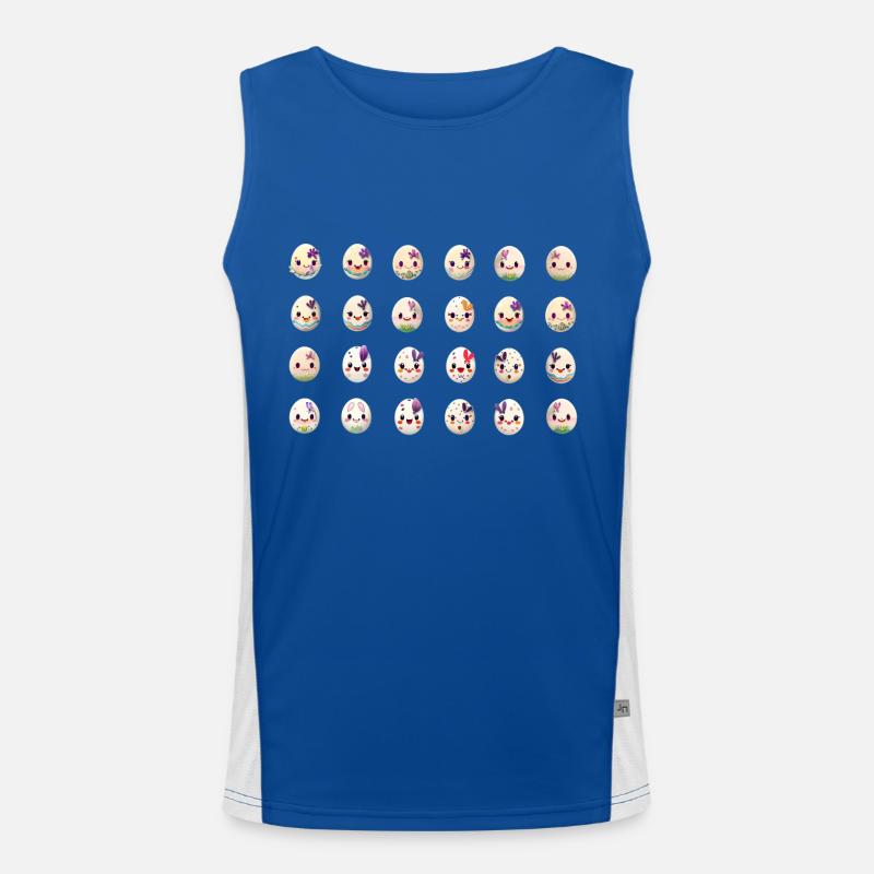 Ostermuster Ostermotiv viele bunte Eier Funktionelles Kontrast-Tank Top für Männer 