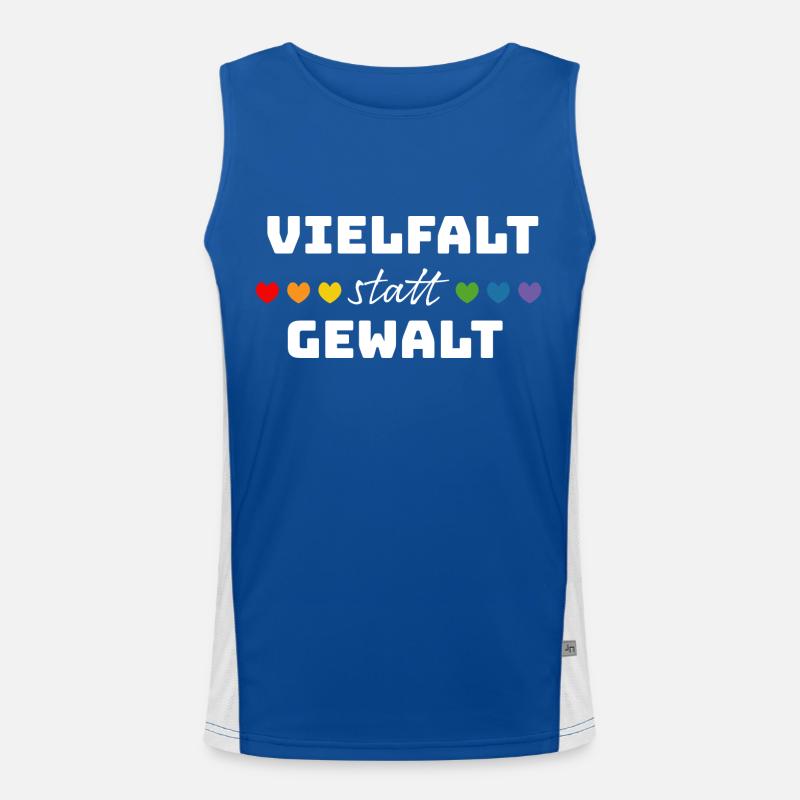 Regenbogenherzchen Vielfalt statt Gewalt weiss Funktionelles Kontrast-Tank Top für Männer 