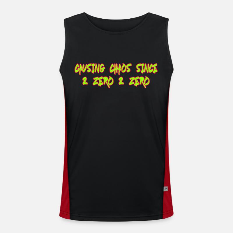 Causing Chaos Since 2020 lustiger Spruch Funktionelles Kontrast-Tank Top für Männer 