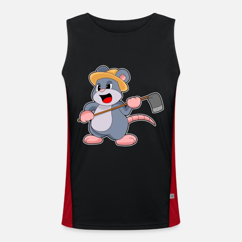 Mouse Farmer Rake - Men's Functional Contrast Tank Top  - black/red