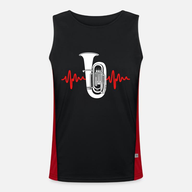Tuba Herzschlag Funktionelles Kontrast-Tank Top für Männer 