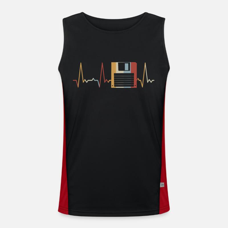 Heartbeat floppy disk Men's Functional Contrast Tank Top 