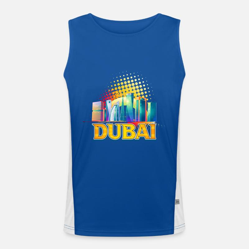 Dubaï Skyline Summer Sun Palm Beach Mer Débardeur respirant contrasté Homme 