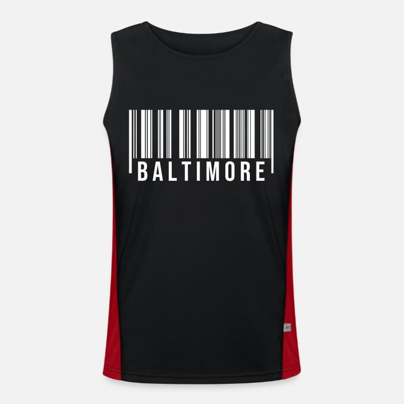 Baltimore Barcode - Men's Functional Contrast Tank Top - black/red