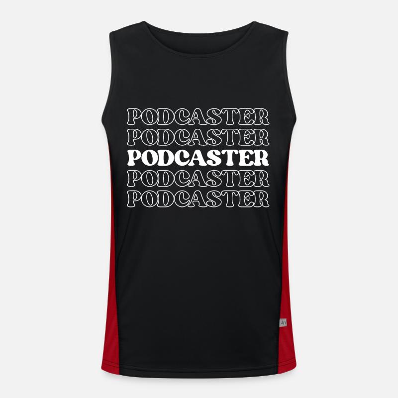 Podcaster, Moderator, Radiomoderator - Funktionelles Kontrast-Tank Top für Männer - Schwarz/Rot