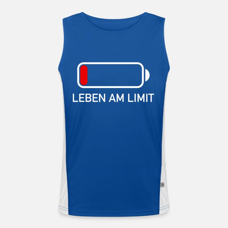 Leben am Limit Lustiger Spruch Geschenk Handy Akku Funktionelles Kontrast-Tank Top für Männer 