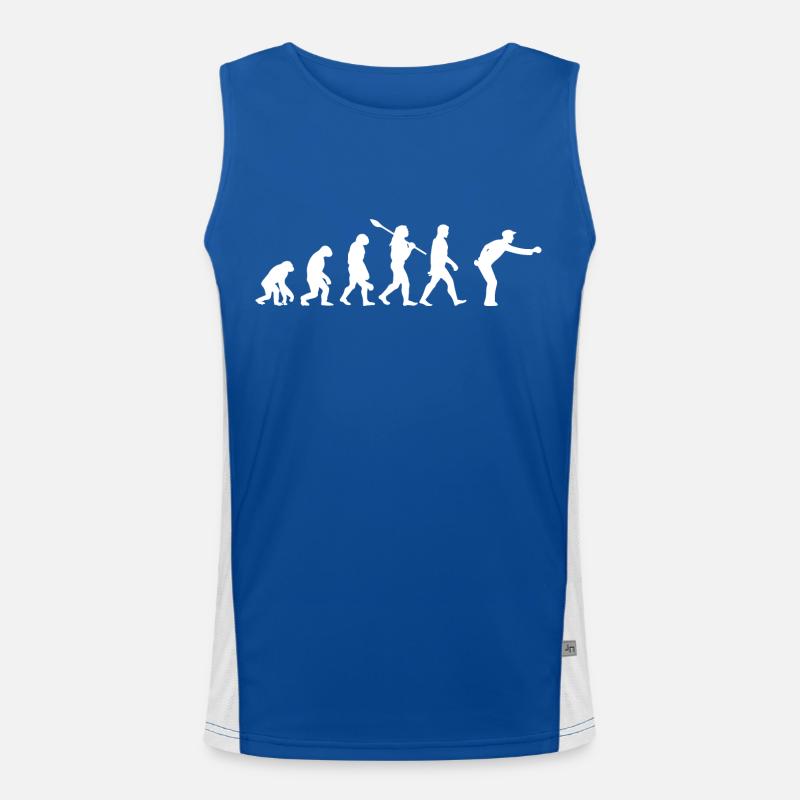 Entwicklung des Affen zum Joeur de Pétanque Funktionelles Kontrast-Tank Top für Männer 