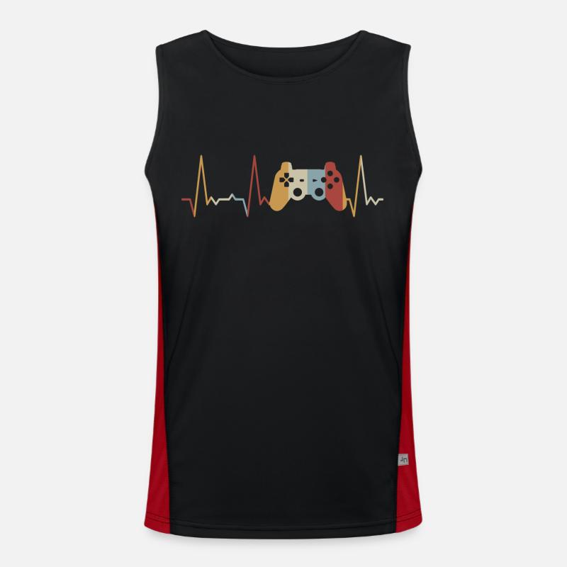 Heartbeat Game Controller - Men's Functional Contrast Tank Top - black/red