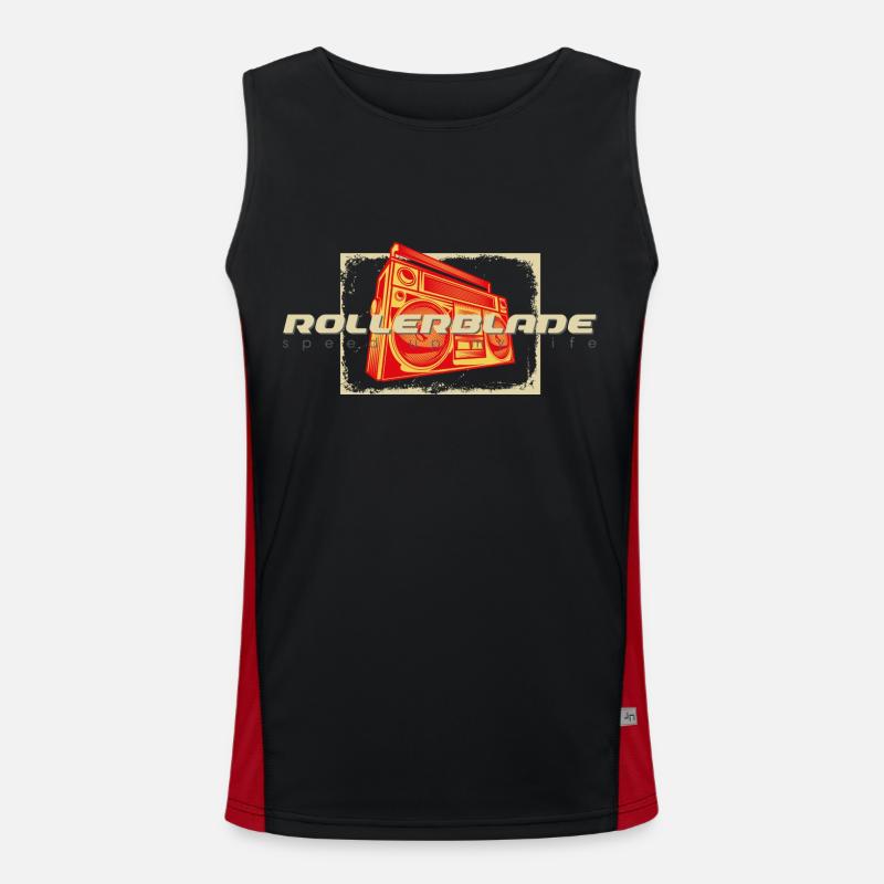 80s Ghetto Blaster Rollerblader Men's Functional Contrast Tank Top 