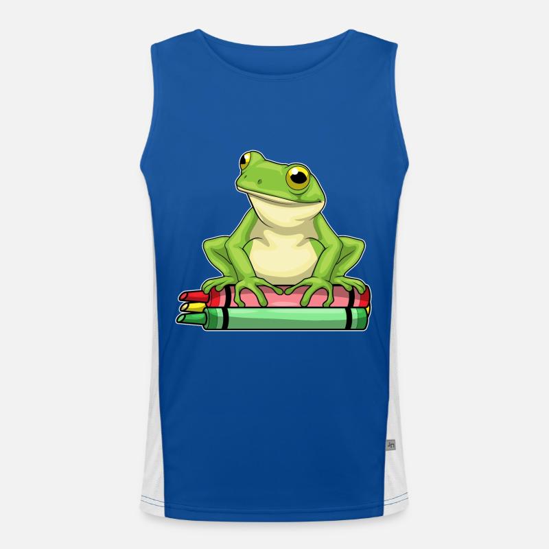 Grenouille étudiant Crayons de couleur école Débardeur respirant contrasté Homme 