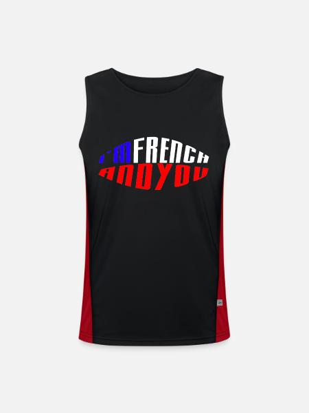 I am French and you - Men's Functional Contrast Tank Top  - black/red - Front
