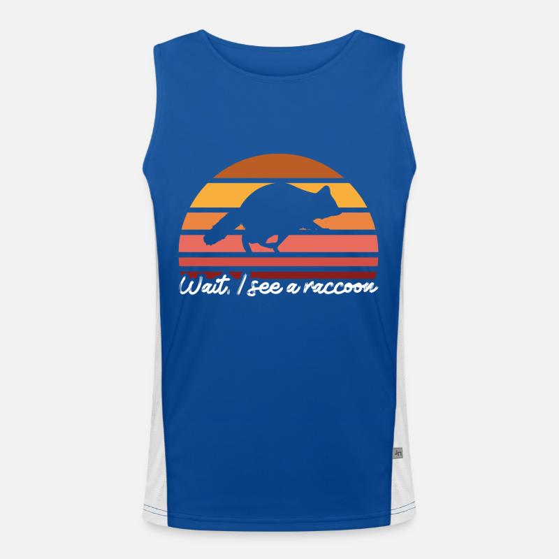 Retro Waschbär Jagd Waschbär Jäger Jagdurlaub Funktionelles Kontrast-Tank Top für Männer 