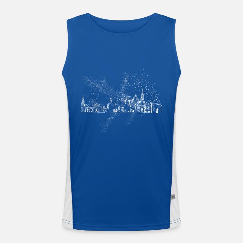 Aachen Germany City Skyline Grunge Splash Men's Functional Contrast Tank Top 