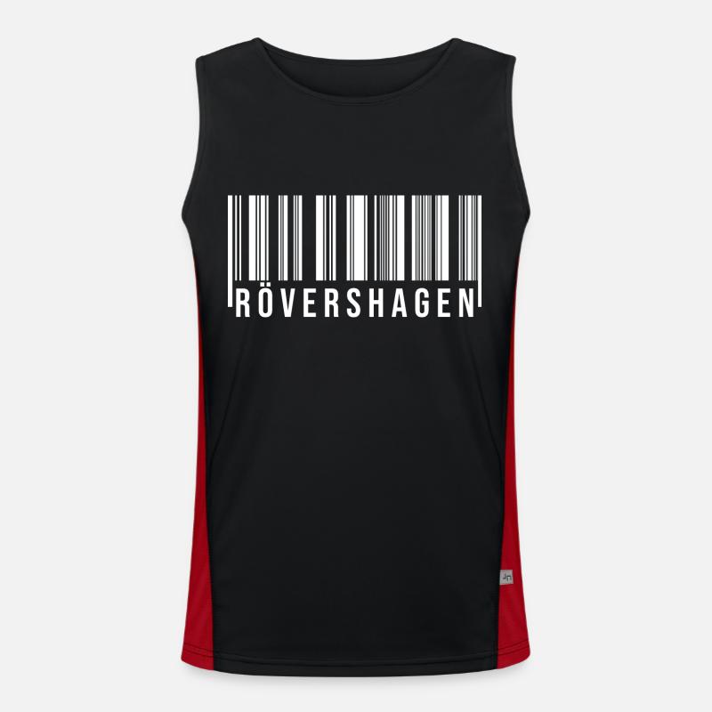 Rövershagen Strichcode Funktionelles Kontrast-Tank Top für Männer 