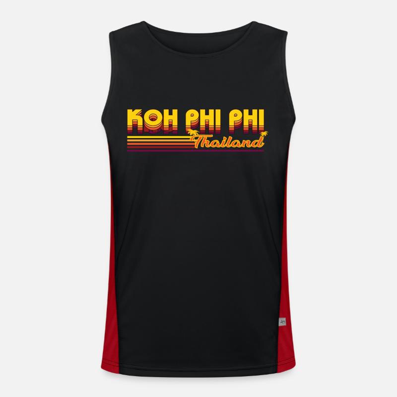 Tropisches Paradies: Ko Phi Phi Design Funktionelles Kontrast-Tank Top für Männer 