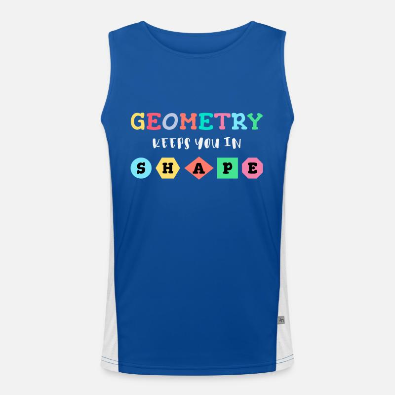 Geometry keeps you in shape, geometric shapes Men's Functional Contrast Tank Top 