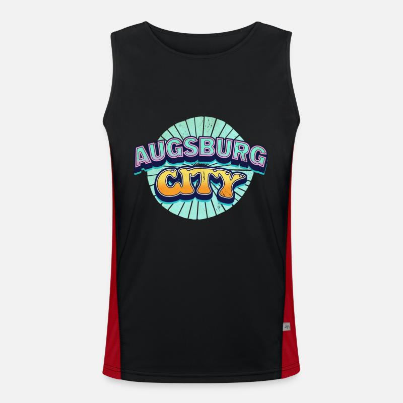 Augsburg Germany City Font Pop Art Comic Men's Functional Contrast Tank Top 