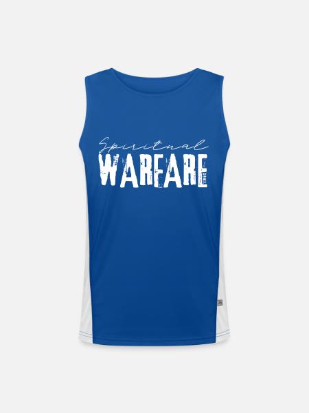 Spiritual Warfare - 1Tim/6:12 - Men's Functional Contrast Tank Top  - royal/white - Front