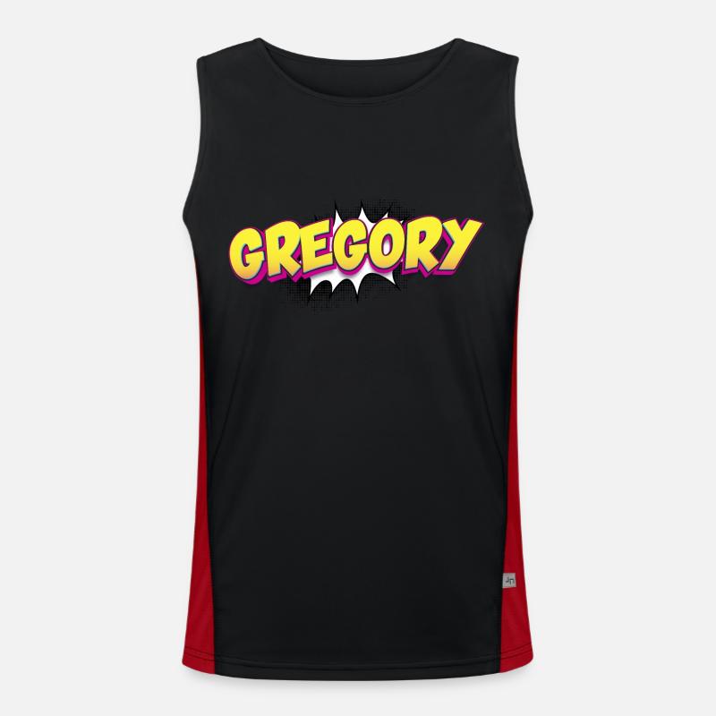 Gregory Custom Name Comic Book Style Pop Art, Men's Functional Contrast Tank Top 