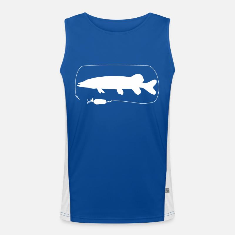 Pike with spoon blinker Men's Functional Contrast Tank Top 