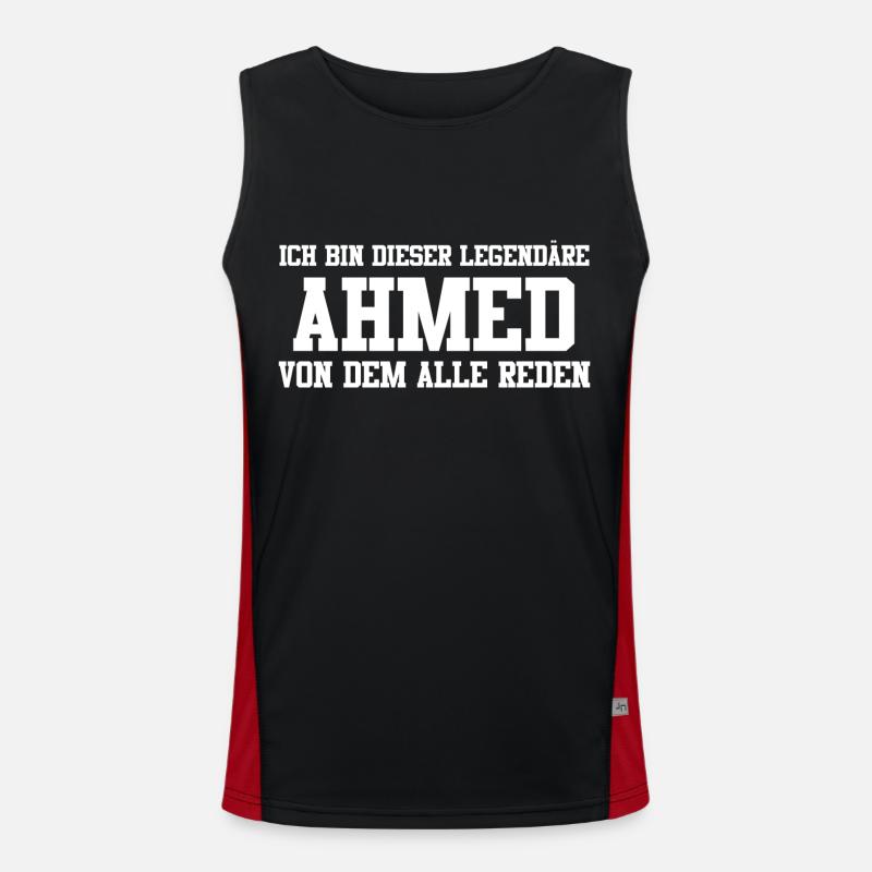 Ahmed Name Design Funktionelles Kontrast-Tank Top für Männer 