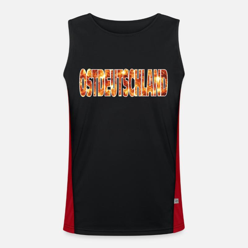 East - Men's Functional Contrast Tank Top  - black/red