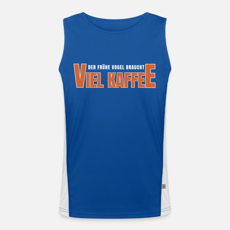 Der Frühe Vogel braucht viel Kaffee Funktionelles Kontrast-Tank Top für Männer 