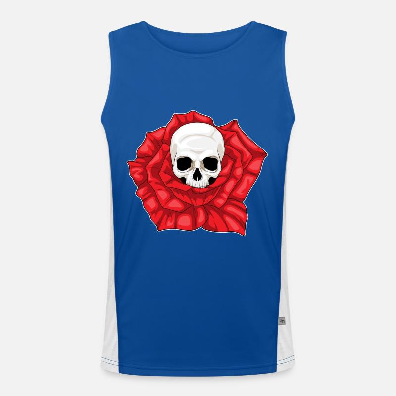 Totenkopf Rose Blumen Funktionelles Kontrast-Tank Top für Männer 