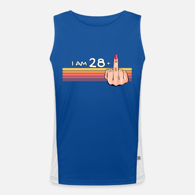 Ich bin 28 + 1 Mittelfinger-Shirt Ich bin 28 plus, Funktionelles Kontrast-Tank Top für Männer 