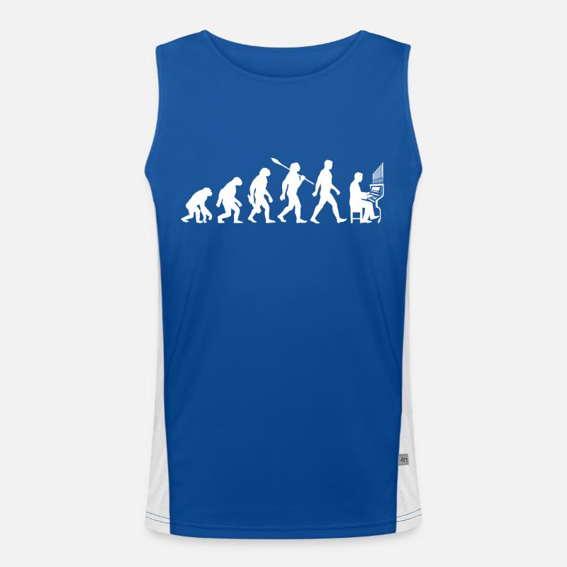 Evolution - Organist - Orgel - Orgelpfeifen Funktionelles Kontrast-Tank Top für Männer 
