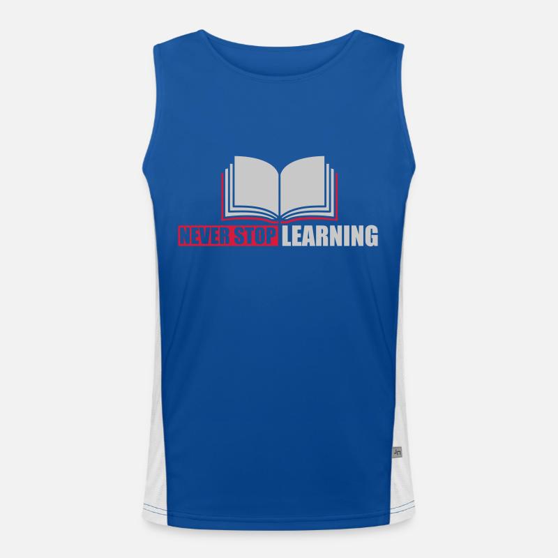 never stop learning Zitat Funktionelles Kontrast-Tank Top für Männer 