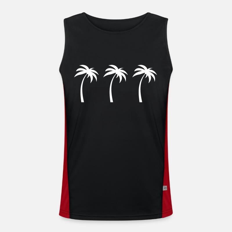Minimalist Palm Trees - Men's Functional Contrast Tank Top - black/red