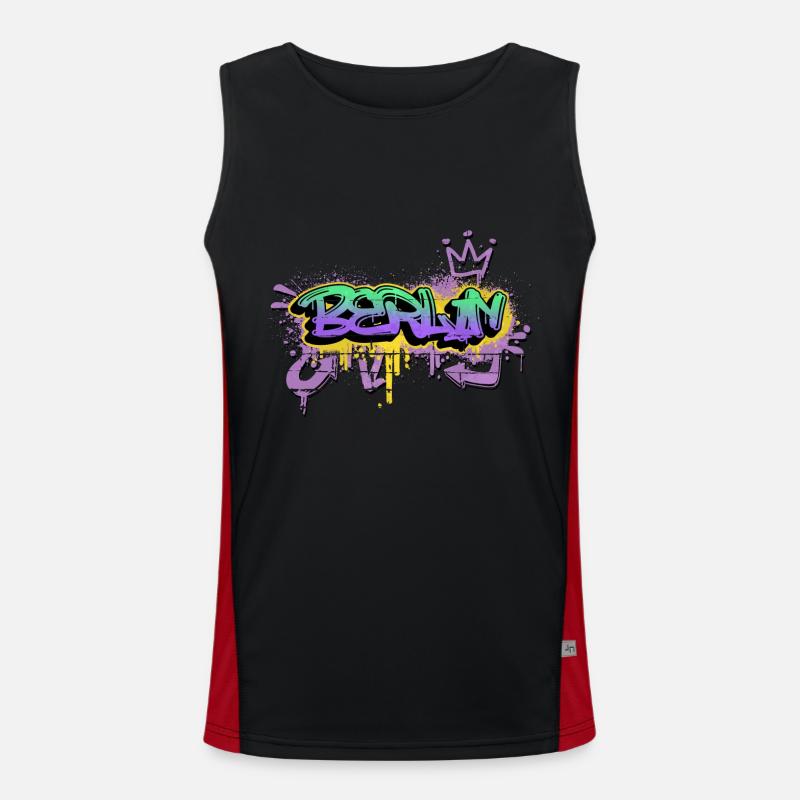 Berlin Germany City Graffiti Spray Sprayer Men's Functional Contrast Tank Top 