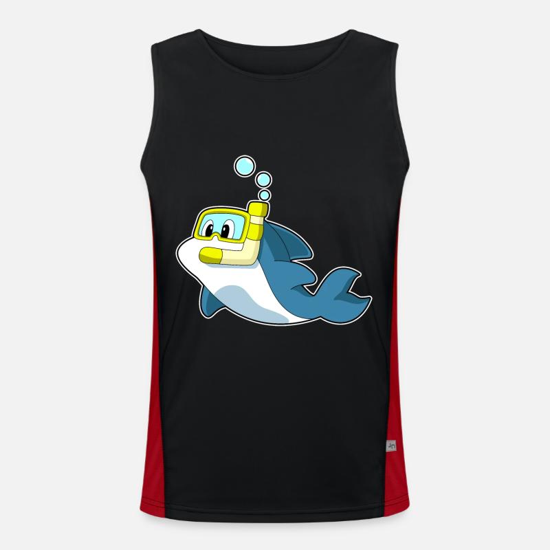 Dolphin Swimming Snorkel - Men's Functional Contrast Tank Top  - black/red