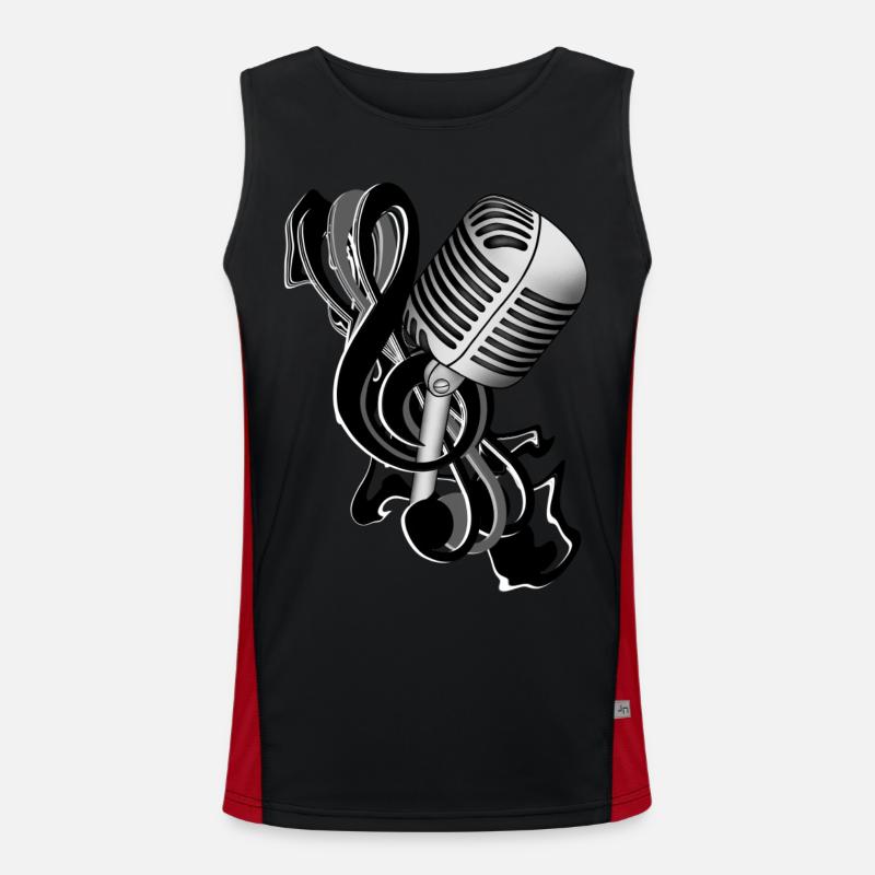 Microphone note key - Men's Functional Contrast Tank Top  - black/red