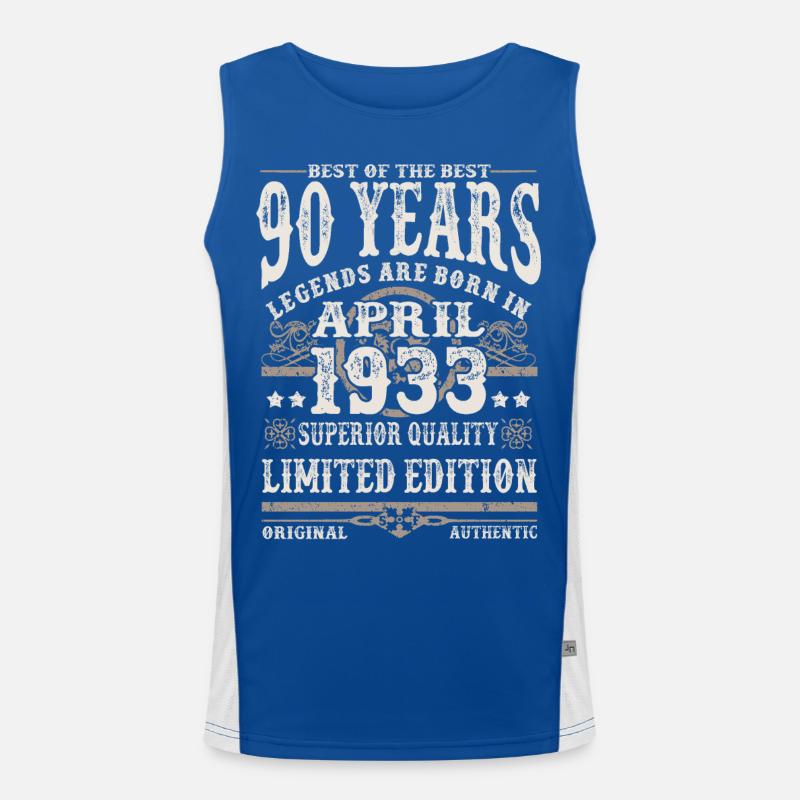 Né en avril 1933 - 90 ans Débardeur respirant contrasté Homme 