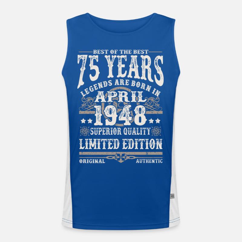 Born in April 1948 - 75 years old Men's Functional Contrast Tank Top 
