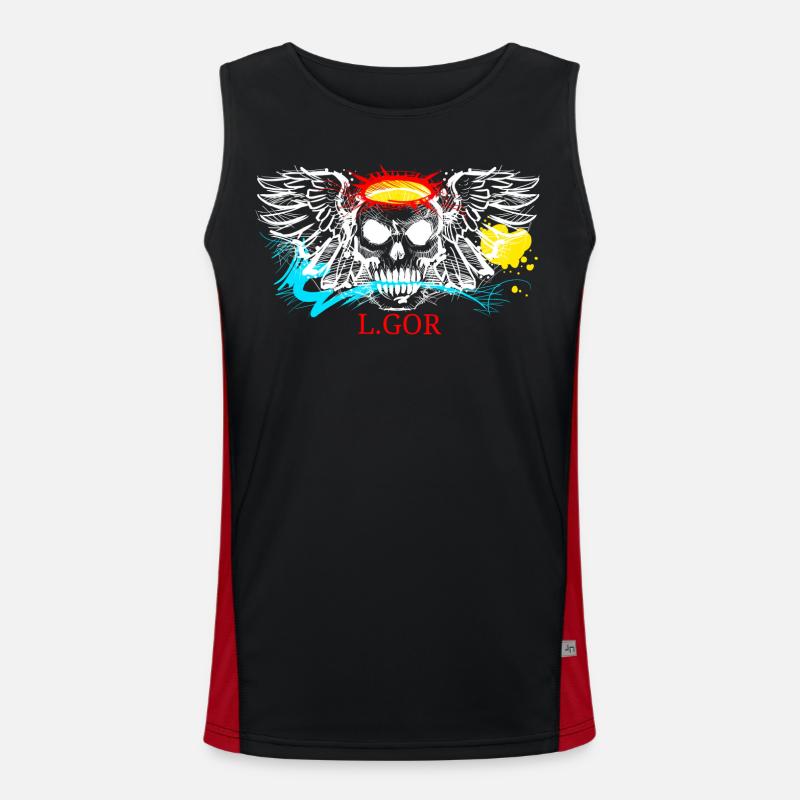L.Gor stylischer Totenkopf Funktionelles Kontrast-Tank Top für Männer 