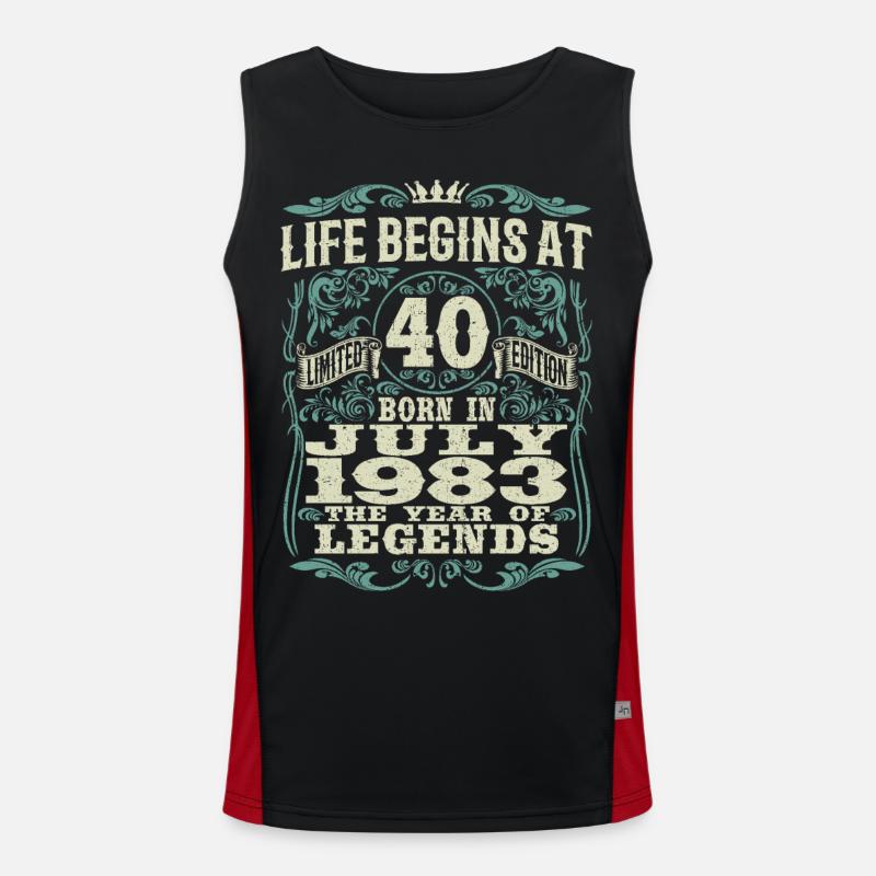 Das Leben beginnt mit 40 - geboren im Juli 1983 Funktionelles Kontrast-Tank Top für Männer 