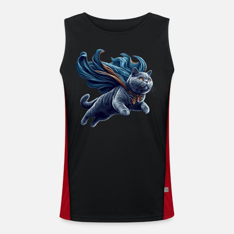 Super Katze BKH Blue Geschenk Funktionelles Kontrast-Tank Top für Männer 