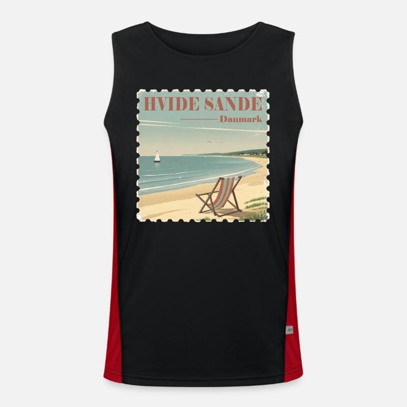Hvide Sande, Danmark - Funktionel kontrast tanktop til herrer  - sort/rød