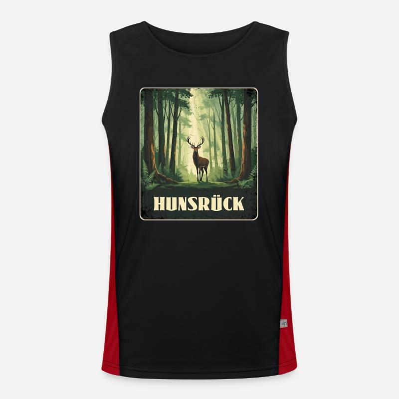 Hunsrück Hirsch Wald Funktionelles Kontrast-Tank Top für Männer 