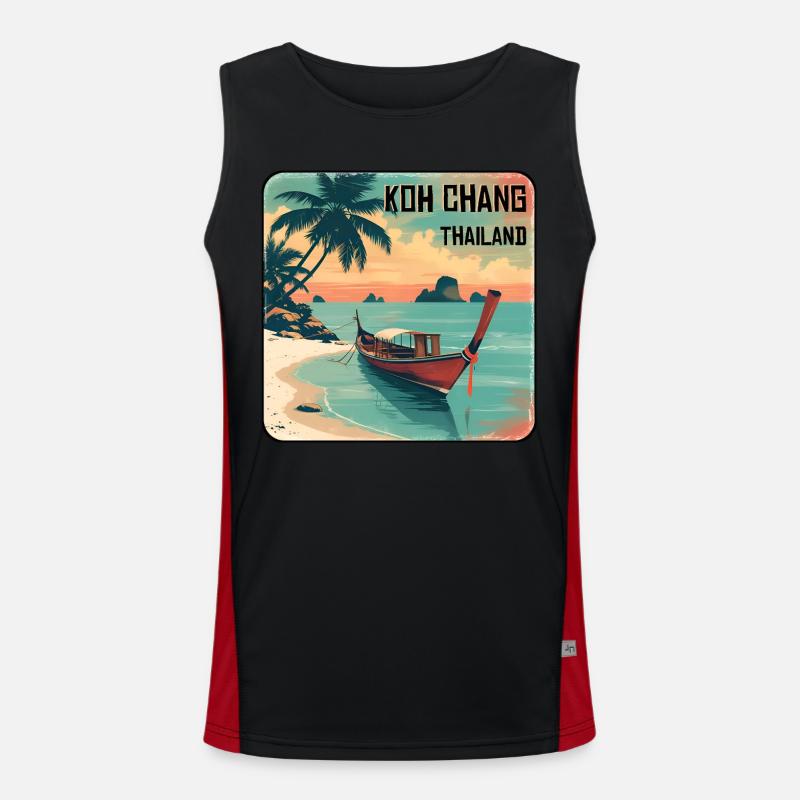 Koh Chang - Men's Functional Contrast Tank Top  - black/red