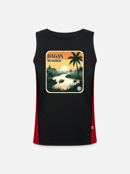 Bagan, Myanmar - Men's Functional Contrast Tank Top - black/red
