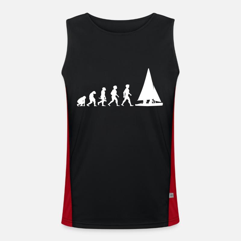 Evolution sailing sailboat sailing ship - Men's Functional Contrast Tank Top  - black/red